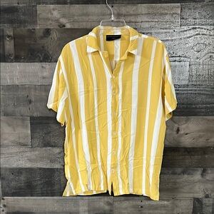 Men’s Summer Yellow and White Striped Shirt